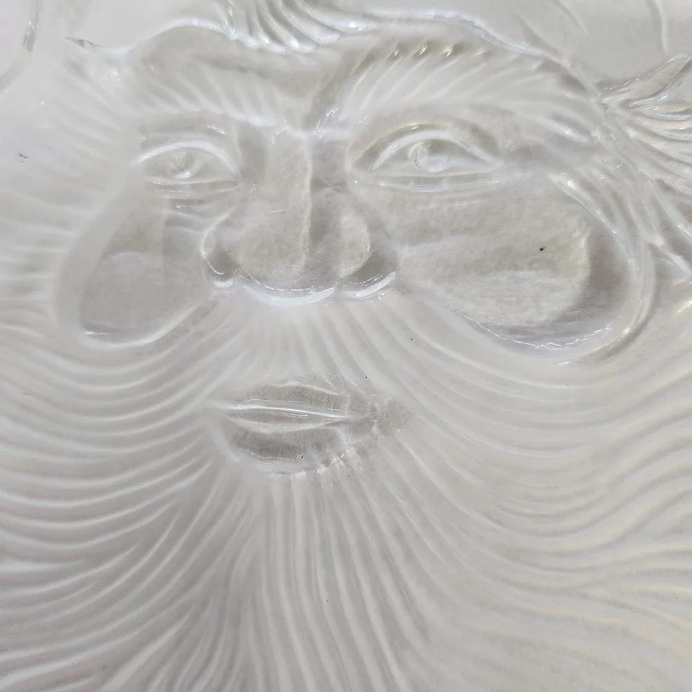 Vintage Clear Frosted Glass Santa Decorative Plate - Picture 4 of 5